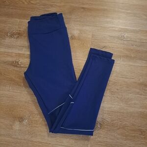 Body Instinct Royal Blue White Stripe Polyester Spandex Leggings Women's Size M